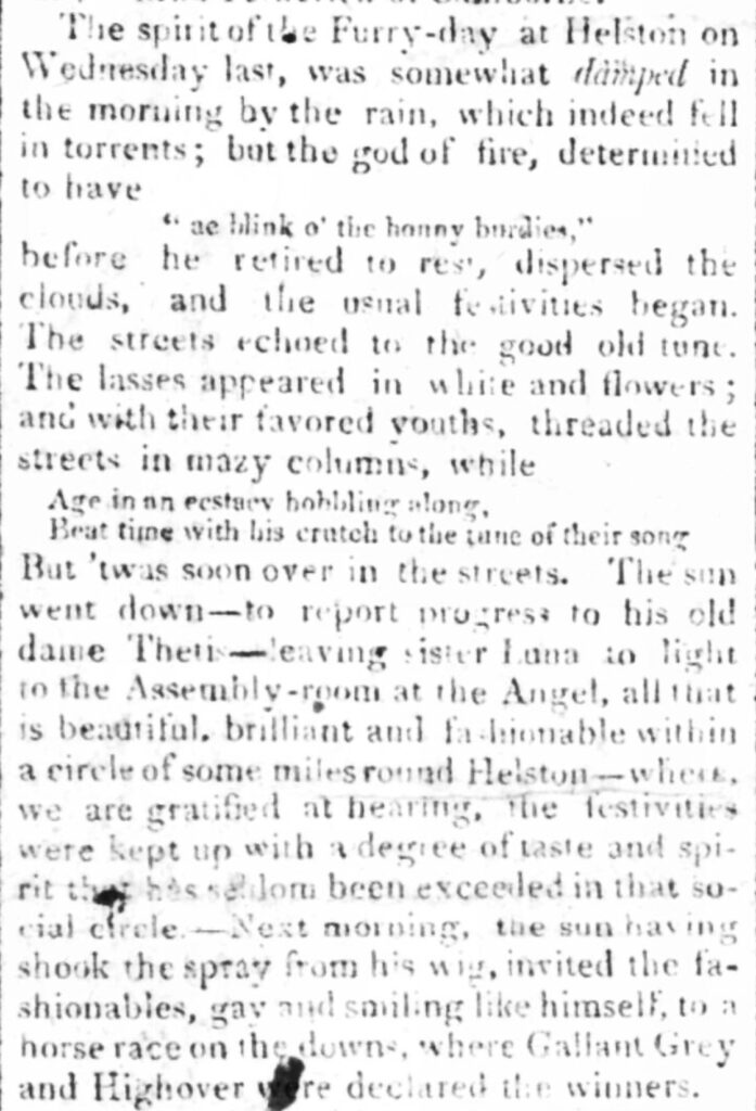 A screenshot of a story from an 1811 newspaper. The text is faint and blurry with blobs and other marks obscuring some words.